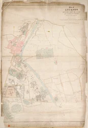 Plattegrond van Lucknow, getekend naar een opmeting uit 1856 door luitenant Moorsom, 52e lichte infanterie. (Aangeboden door kapitein Moorsom, C.E.), ca. 1856
