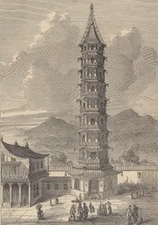 Porseleinen Toren van Nanjing (gravure)