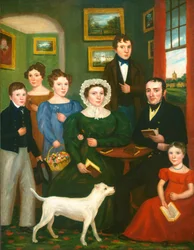 Portret van een onbekende familie met een terriër, ca. 1825-1835 (olieverf op doek)