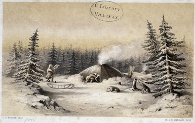 Winterverblijven van de Kutchin-mensen van Noord-Amerika en Alaska in 