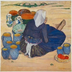 Toepfermarkt - markt met potten (olieverf op doek)