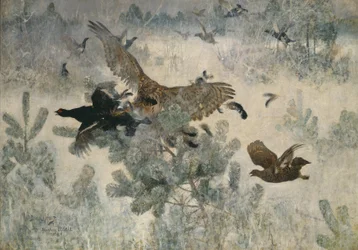 Havik en korhoen, 1884