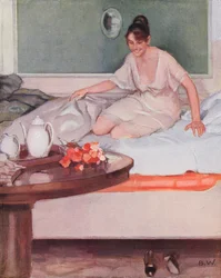 Een ochtendcadeau (kleurenlitho)