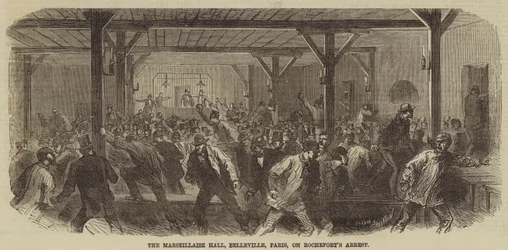 De Marseillaise Hall, Belleville, Parijs, bij de arrestatie van Rochefort
