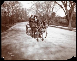 Anna Held en Florenz Ziegfeld in een paard-en-wagen, New York, 1904