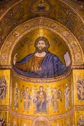Beeld van Jezus, Santa Maria Nuova Kathedraal, Monreale, Sicilië, Italië, Europa