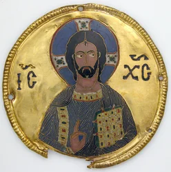 Medaillon met Christus van een iconenlijst, c.1100 (goud, zilver en cloisonné-email)