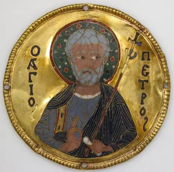 Medaillon met Sint-Petrus van een iconenlijst, c.1100 (goud, zilver en cloisonné-email)