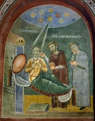Sint Eldrad sterft en ontvangt de Eucharistie, detail (detail)