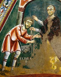 Heilige Eldrad vertrekt naar Santiago de Compostela (detail)