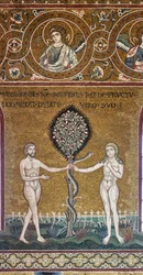 De erfzonde, Byzantijns mozaïek, Oude Testament cyclus-Aards Paradijs, XII-XIII eeuw (mozaïek)