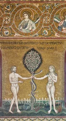 De erfzonde, Byzantijns mozaïek, Oude Testament cyclus-Aards Paradijs, XII-XIII eeuw (mozaïek)