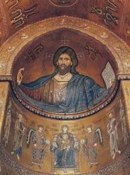 Christus Pantocrator en de Madonna op de troon met engelen en apostelen, uit de centrale apsis