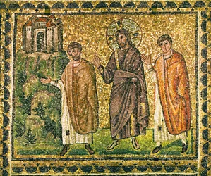 Christus verschijnt aan de apostelen op de weg naar Emmaüs, 6e eeuw (mozaïek)