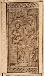 Detail van de Aankondiging, van de stoel van Bisschop Maximianus (inlegwerk van hout en ivoor)