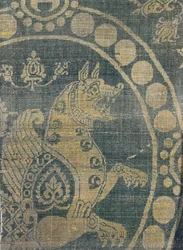 Stof met een simurgh in een kralenomlijsting, uit Constantinopel (zijde) (detail)