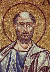 De profeet Obadja (8e of 6e eeuw v.Chr.). Werk van een Byzantijnse meester, mozaïek, detail van de decoratie van de basiliek van San Marco in Venetië (Italië)
