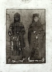 Manuel I Comnenus (ca.1122-80) en keizerin Maria van Antiochië (gest. ca.1182)