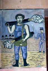 Panais Koutalianos (1847-1916), sterke man met geweren, schilderij geïnspireerd door de Griekse volkscultuur, door Theophilos Hatzimihail (1870-1934), Griekenland (foto)