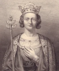 Portret van koning Filips V van Frankrijk, Tall (1293-1322), gravure, 9x7 cm, uit Galerie Historique de Versailles, Histoire de France, Charles Gavard Publisher, Parijs, circa 1840