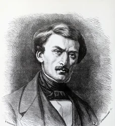 Portret van Paul-Emile Botta (1802-1870), Italiaans-Franse archeoloog, gravure Frankrijk