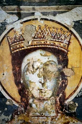Heilige, fresco in de kerk van Agios Ioannis Prodromos