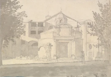 Een sectie van de Via Sacra, Rome De kerk van de heiligen Cosmas en Damian