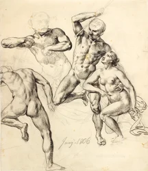 Figurenstudies - drie mannelijke en een vrouwelijke
