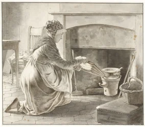 Eten wordt bereid. Gastvrouw van Eckersberg in Parijs (?)