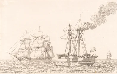 Raderstoomboot en Zeilschip