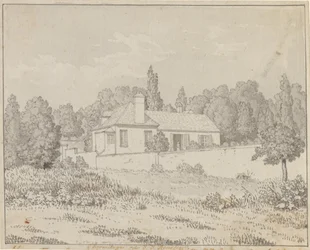 Het huis van Jean-Jacques Rousseau in de paleistuin van Ermenonville