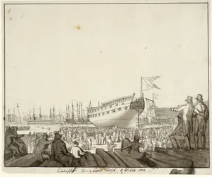 Linienschip Prins Christian Frederik wordt te water gelaten