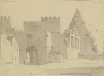 Prospect van Porta S.Paolo en Piramide van Caio Cestio gezien vanaf de stadszijde, Rome