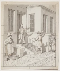Ruzie op de trap. Voorstudie voor "Lineairperspectief toegepast op de schilderkunst", Tafel VII, 2