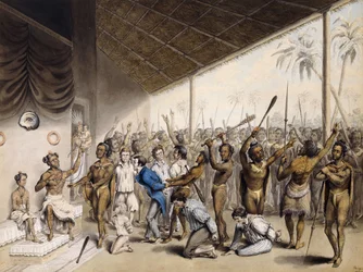 Een inheemse leider beveelt Europeanen ter dood te brengen
