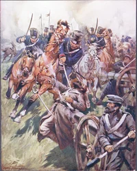 Kozak en Rus vielen van de sabelslag, illustratie uit 