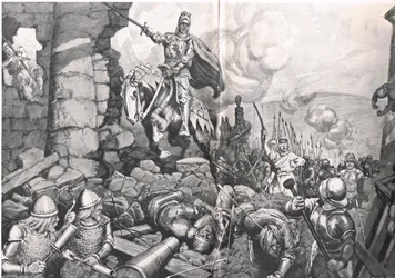Henry V bij het Beleg van Harfleur, illustratie uit 