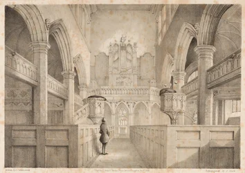 Het interieur van St. Peters, Wolverhampton, gegraveerd door I. Shaw, 1848
