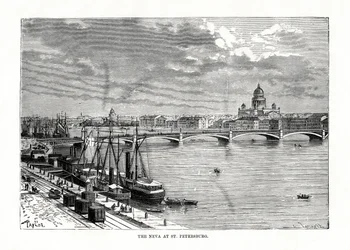 De rivier de Neva, Sint-Petersburg, 1879