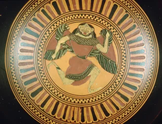 Attische zwartfigurige beker versierd met een rennende gorgon (keramiek)