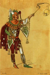 Kostuumontwerp voor een nar voor Een midzomernachtsdroom, ca. 1881-93