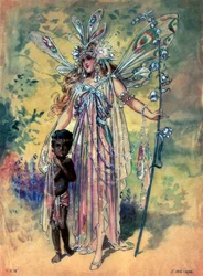 Titania, kostuumontwerp voor «Een midzomernachtdroom», geproduceerd door R. Courtneidge in het Princes Theatre, Manchester