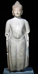 Boeddha in de post-Bayon stijl, uit Preah Khan in Cambodja, laat 13e - 14e eeuw