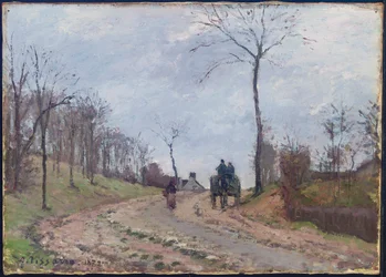 Koets op een landweg, winter, buitenwijken van Louveciennes