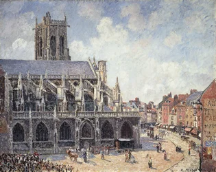 De Kerk van Saint Jacques in Dieppe in de ochtendzon; L