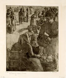 De groentemarkt in Pontoise, 1891