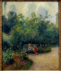 Een hoek van de tuin bij de Hermitage (de tuin van de Mathurins)