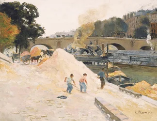 Frans: Le Pont-Marie vu depuis le quai d