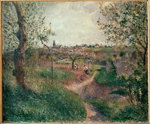 Le Chemin des Mathurins omhoog door de velden, Pontoise (olieverf op doek)