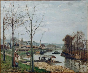 Port-Marly, de wasplaats (olieverf op doek)